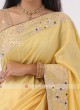 Cut Dana And Gota Patti Work Yellow Silk Saree